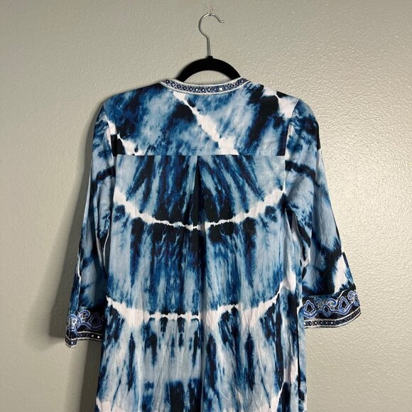 NWOT Soft Surroungings Sea Sprite Tie Dye Maxi Dress Embroidered Embellished XS - Picture 13 of 14